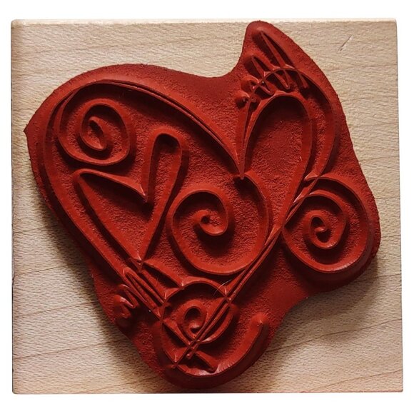 A Celebration Abstract Heart Design Rubber Stamp By PrintWorks - Picture 2 of 4